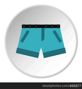Shorts icon in flat circle isolated vector illustration for web. Shorts icon circle
