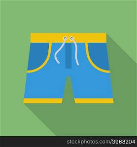 Shorts icon. Modern Flat style with a long shadow