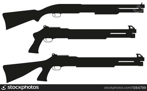 shotgun black silhouette vector illustration isolated on white background