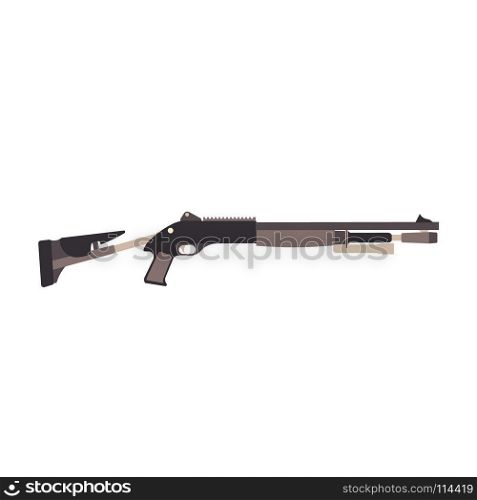 Shotgun vector gun hunting rifle isolated illustration silhouette white weapon. Hunter logo background military icon