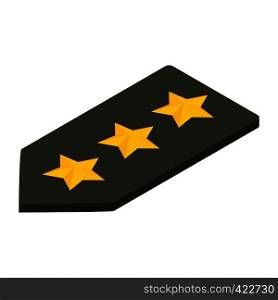 Shoulder straps with three stars isometric 3d icon. Military ranks . Shoulder straps isometric 3d icon