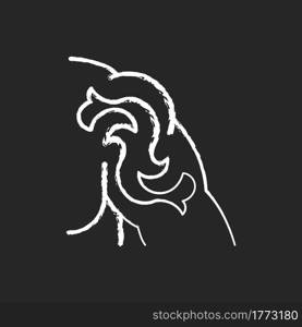 Shoulder tattoo chalk white icon on dark background. Painting human body. Place for creating picture on skin. Painful under skin ink injection. Isolated vector chalkboard illustration on black. Shoulder tattoo chalk white icon on dark background