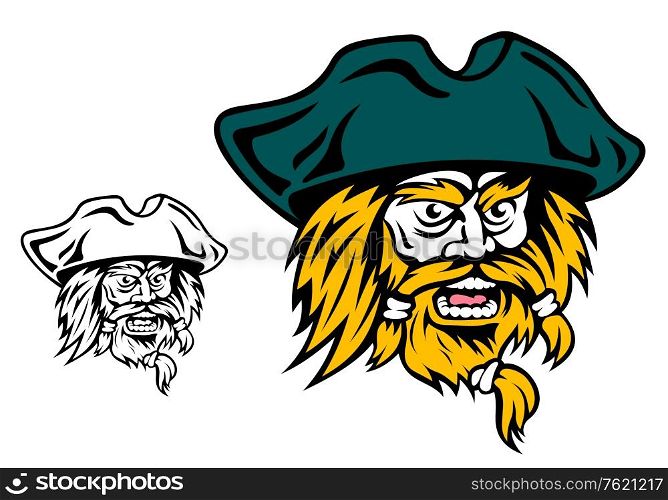 Shouting pirate captain head for mascot design