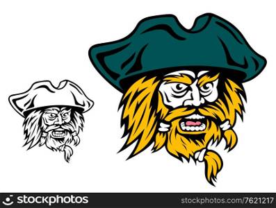 Shouting pirate captain head for mascot design