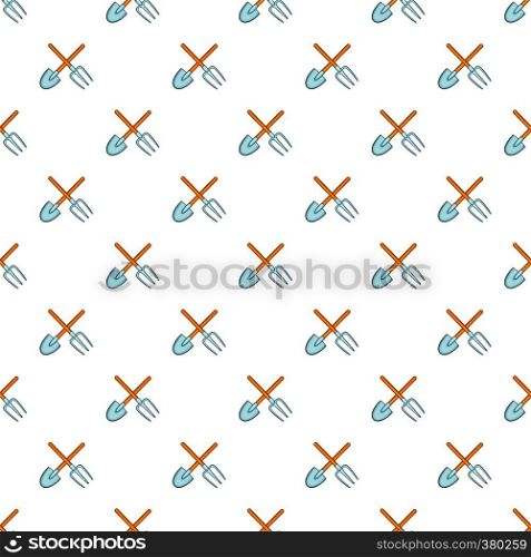 Shovel and fork pattern. Cartoon illustration of shovel and fork vector pattern for web. Shovel and fork pattern, cartoon style