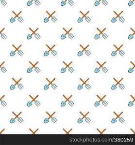 Shovel and fork pattern. Cartoon illustration of shovel and fork vector pattern for web. Shovel and fork pattern, cartoon style