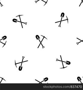 Shovel and pickaxe pattern repeat seamless in black color for any design. Vector geometric illustration. Shovel and pickaxe pattern seamless black