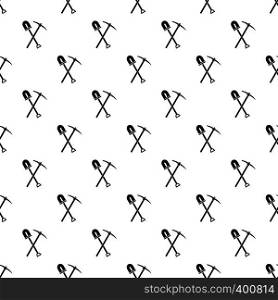 Shovel and pickaxe pattern. Simple illustration of shovel and pickaxe vector pattern for web design. Shovel and pickaxe pattern, simple style