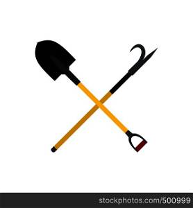 Shovel and scrap icon in flat style isolated on white background. Shovel and scrap icon