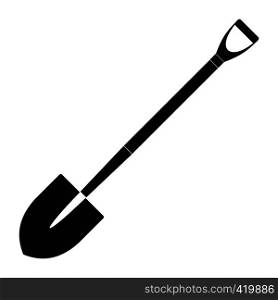 Shovel for working in the garden black simple icon isolated on white background. Shovel for working in the garden