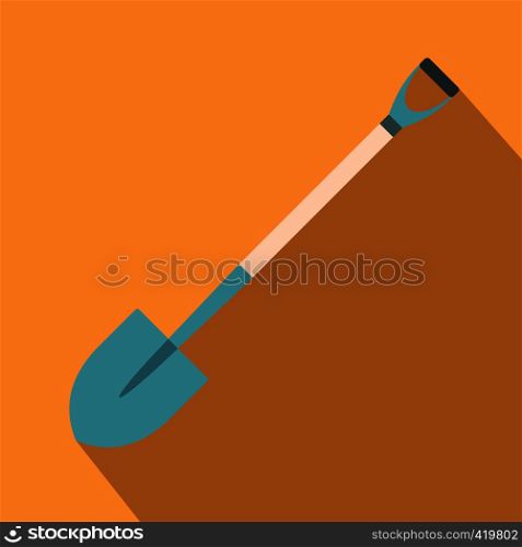 Shovel for working in the garden flat icon on a orange background. Shovel for working in the garden