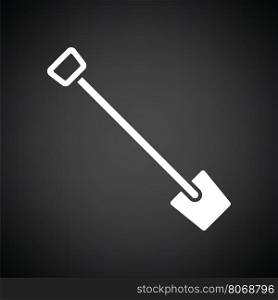 Shovel icon. Black background with white. Vector illustration.