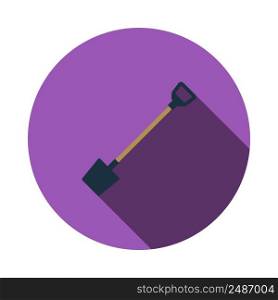 Shovel Icon. Flat Circle Stencil Design With Long Shadow. Vector Illustration.