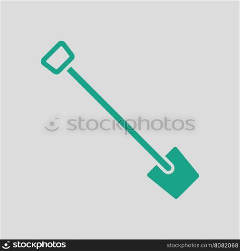 Shovel icon. Gray background with green. Vector illustration.
