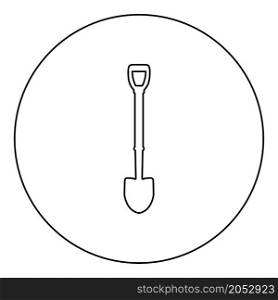 Shovel icon in circle round black color vector illustration image outline contour line thin style simple. Shovel icon in circle round black color vector illustration image outline contour line thin style