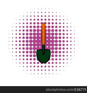 Shovel icon in comics style on a white background. Shovel icon, comics style