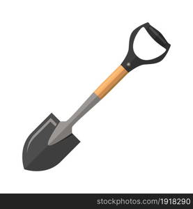 Shovel icon isolated on White Background. Vector illustration in flat style. Shovel on White Background