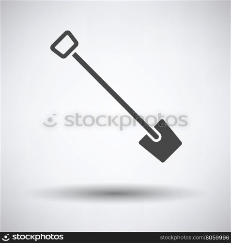 Shovel icon on gray background with round shadow. Vector illustration.
