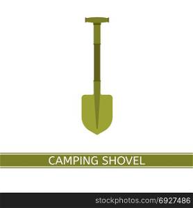 Shovel Icon Vector. Gardening shovel vector icon isolated on white background. Work tool in flat style, for outdoor activities, camping, hiking, fishing, digging,