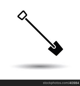 Shovel icon. White background with shadow design. Vector illustration.