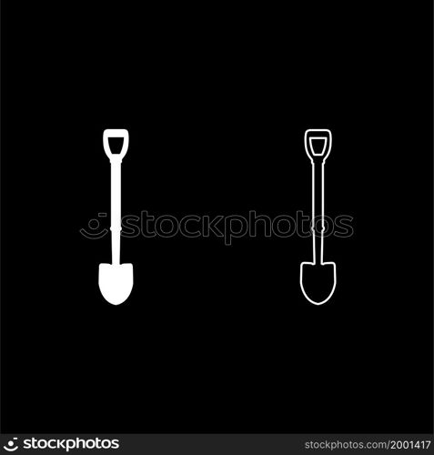 Shovel icon white color vector illustration flat style simple image set. Shovel icon white color vector illustration flat style image set