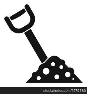 Shovel in soil icon. Simple illustration of shovel in soil vector icon for web design isolated on white background. Shovel in soil icon, simple style