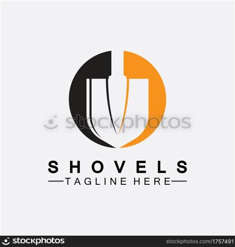 Shovel logo vector icon symbol illustration design.Shovel icon isolated on white background. Gardening tool. Tool for horticulture ,agriculture ,farming. Vector Illustration