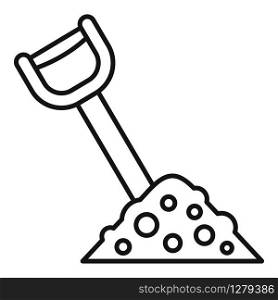 Shovel soil icon. Outline shovel soil vector icon for web design isolated on white background. Shovel soil icon, outline style
