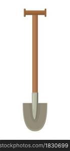 Shovel with wooden handle and metal tool. Vector illustration isolated. Shovel with wooden handle and metal tool. Vector illustration