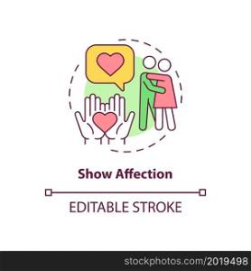 Show affection concept icon. Partner support during pregnancy abstract idea thin line illustration. Giving pregnant woman hugs and kisses. Vector isolated outline color drawing. Editable stroke. Show affection concept icon