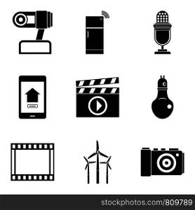 Show icons set. Simple set of 9 show vector icons for web isolated on white background. Show icons set, simple style