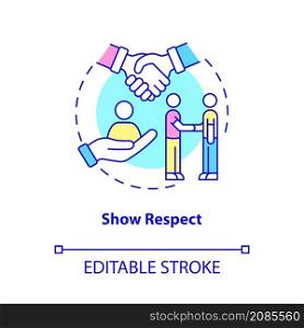 Show respect concept icon. Appreciation and esteem. Customer service abstract idea thin line illustration. Isolated outline drawing. Editable stroke. Roboto-Medium, Myriad Pro-Bold fonts used. Show respect concept icon