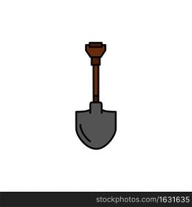 Showel, Shovel, Tool, Repair, Digging  Flat Color Icon. Vector icon banner Template