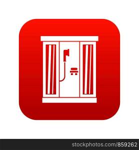 Shower cabin icon digital red for any design isolated on white vector illustration. Shower cabin icon digital red