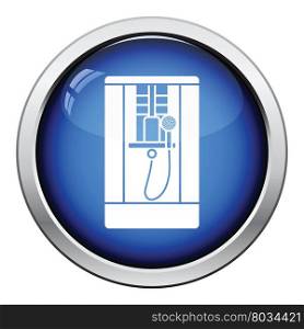 Shower icon. Glossy button design. Vector illustration.