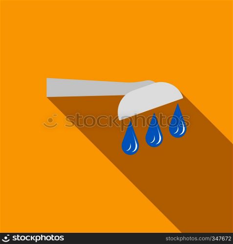 Shower icon in flat style on a yellow background. Shower icon in flat style