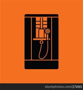 Shower icon. Orange background with black. Vector illustration.