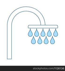 Shower Icon. Thin Line With Blue Fill Design. Vector Illustration.