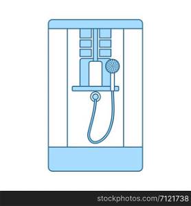 Shower Icon. Thin Line With Blue Fill Design. Vector Illustration.