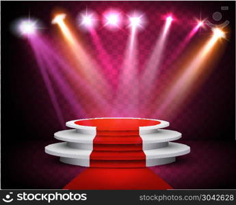 Showroom With A Red Carpet and Spotlight on Transparent Backgrou. Showroom With A Red Carpet and Spotlight on Transparent Background. Festival show poster. Vector. . Showroom With A Red Carpet and Spotlight on Transparent Background. Festival show poster. Vector.