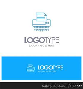 Shredder, Confidential, Data, File, Information, Office, Paper Blue outLine Logo with place for tagline