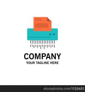 Shredder, Confidential, Data, File, Information, Office, Paper Business Logo Template. Flat Color