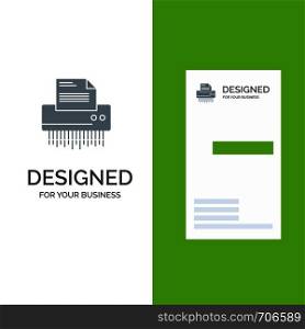 Shredder, Confidential, Data, File, Information, Office, Paper Grey Logo Design and Business Card Template