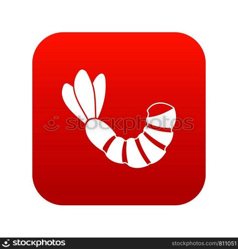 Shrimp icon digital red for any design isolated on white vector illustration. Shrimp icon digital red