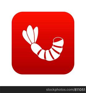 Shrimp icon digital red for any design isolated on white vector illustration. Shrimp icon digital red