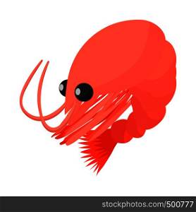 Shrimp icon in cartoon style on a white background. Shrimp icon, cartoon style