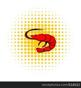 Shrimp icon in comics style on a white background. Shrimp icon in comics style