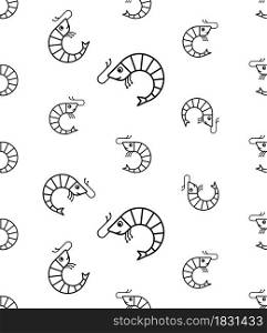 Shrimp Icon Seamless Pattern Vector Art Illustration