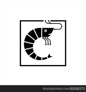 Shrimp Icon, Shrimp Vector Art Illustration