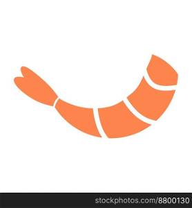 Shrimp piece, vector. A piece of orange shrimp on a white background.